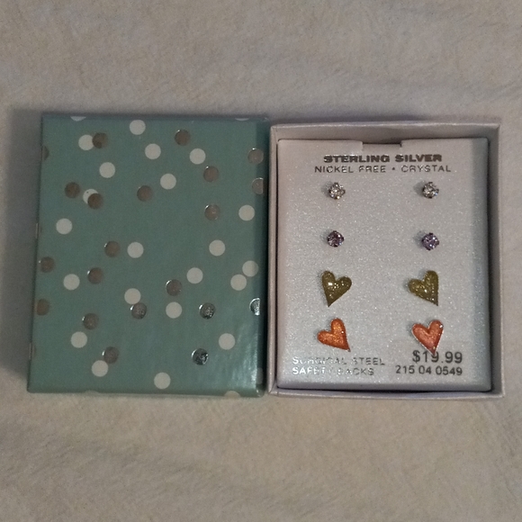 Sterling Silver Heart and Crystal Stud - Picture 4 of 6